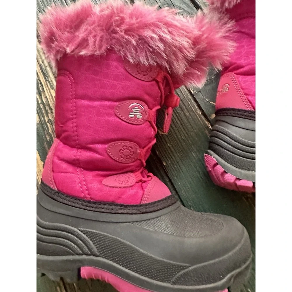 Kamik Kids Girls snow Boots Size 10 Fushia Lace Up  1 Pink Faux Fur